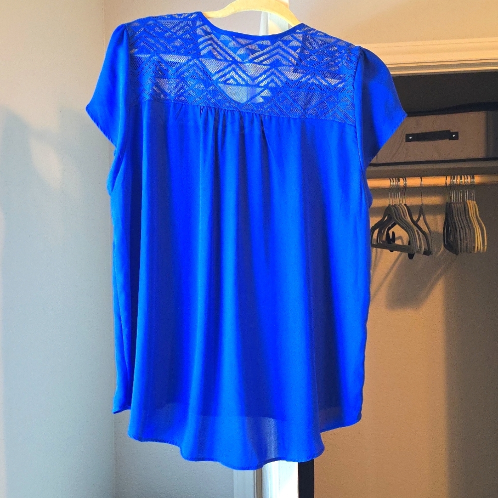 Blue blouse with lace top